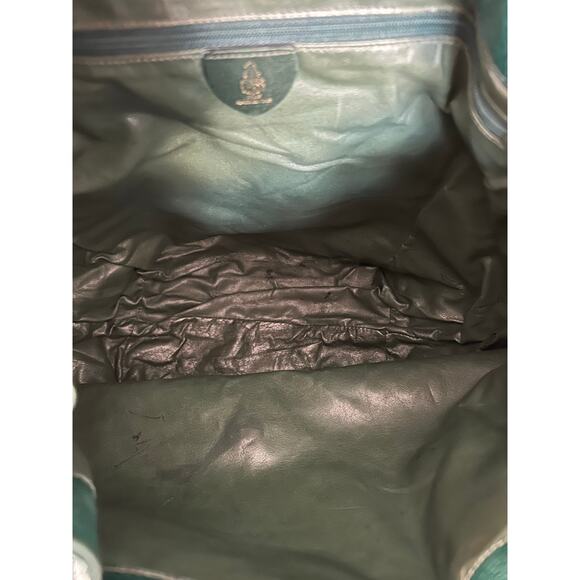 Vintage Mark Cross Rare Large Emerald Green Leather Backpack Italy #132 0700 - Picture 9 of 16